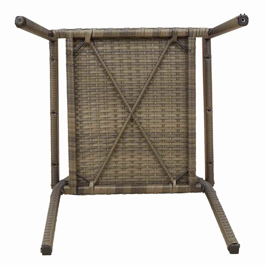 Have stapelstole 4 stk. Grå og Brun PE rattan, Solid akacietræ