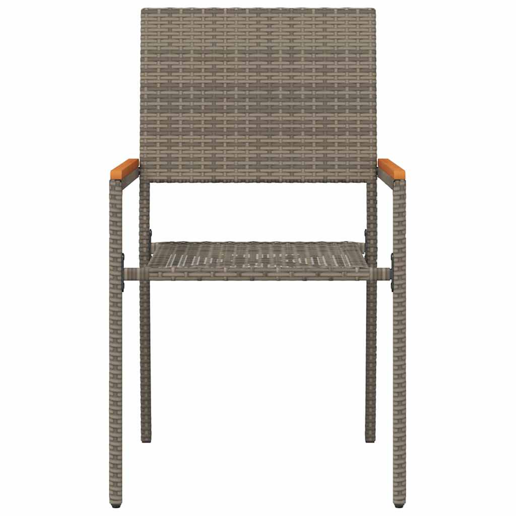 Have stapelstole 4 stk. Grå og Brun PE rattan, Solid akacietræ