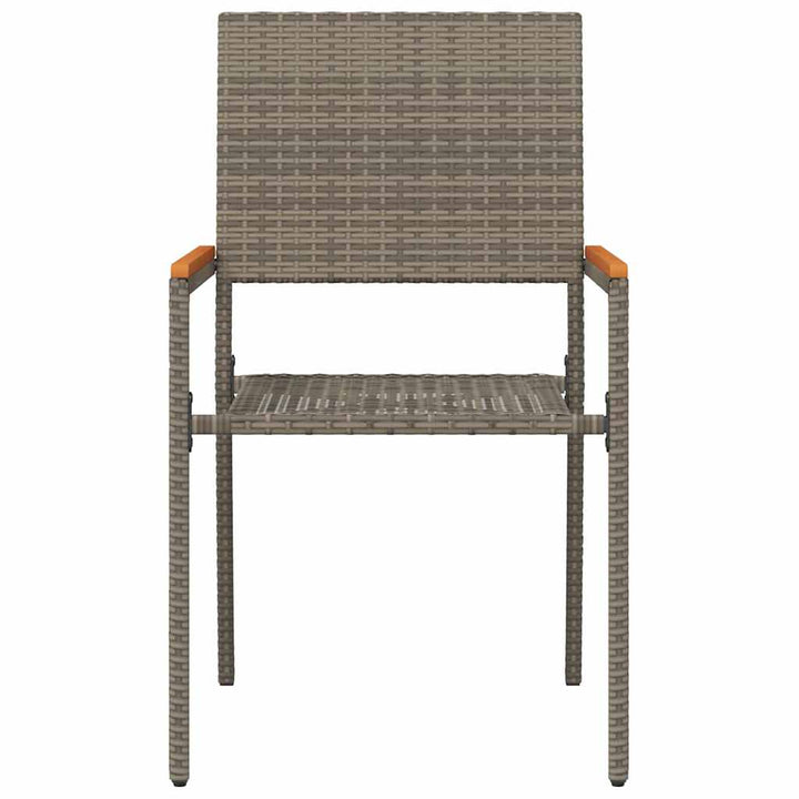 Have stapelstole 4 stk. Grå og Brun PE rattan, Solid akacietræ