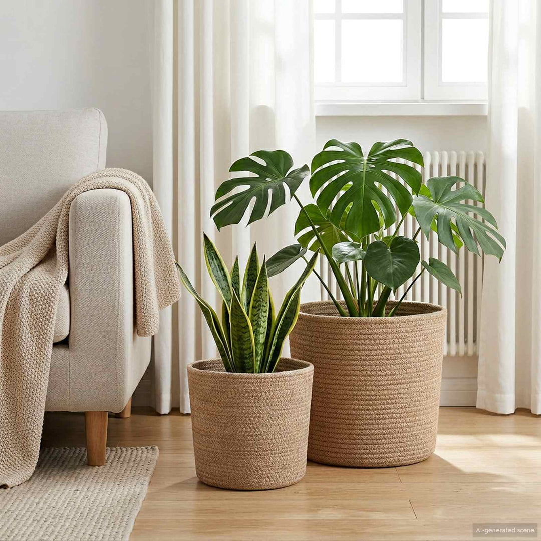 Plantepotte Sæt 2 pcs Naturfarvet Ø 28 x 28 cm 100% Tossa Jute