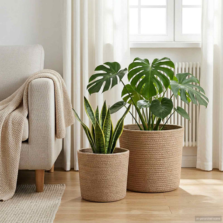 Plantepotte Sæt 2 pcs Naturfarvet Ø 28 x 28 cm 100% Tossa Jute