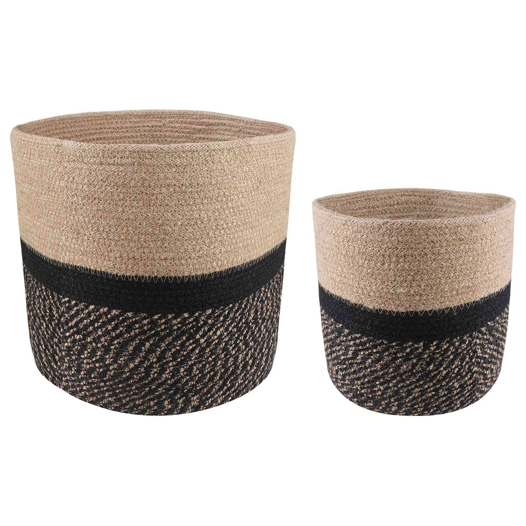 Plantepotte Sæt 2 pcs Naturfarvet og sort Ø 28 x 28 cm
