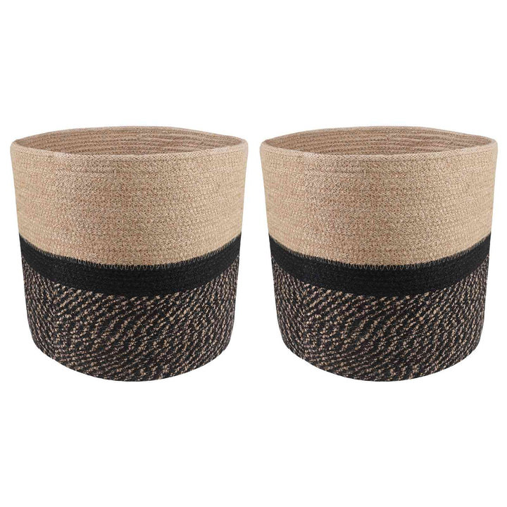 Plantepotte Sæt 2 pcs Naturfarvet og sort Ø 28 x 28 cm