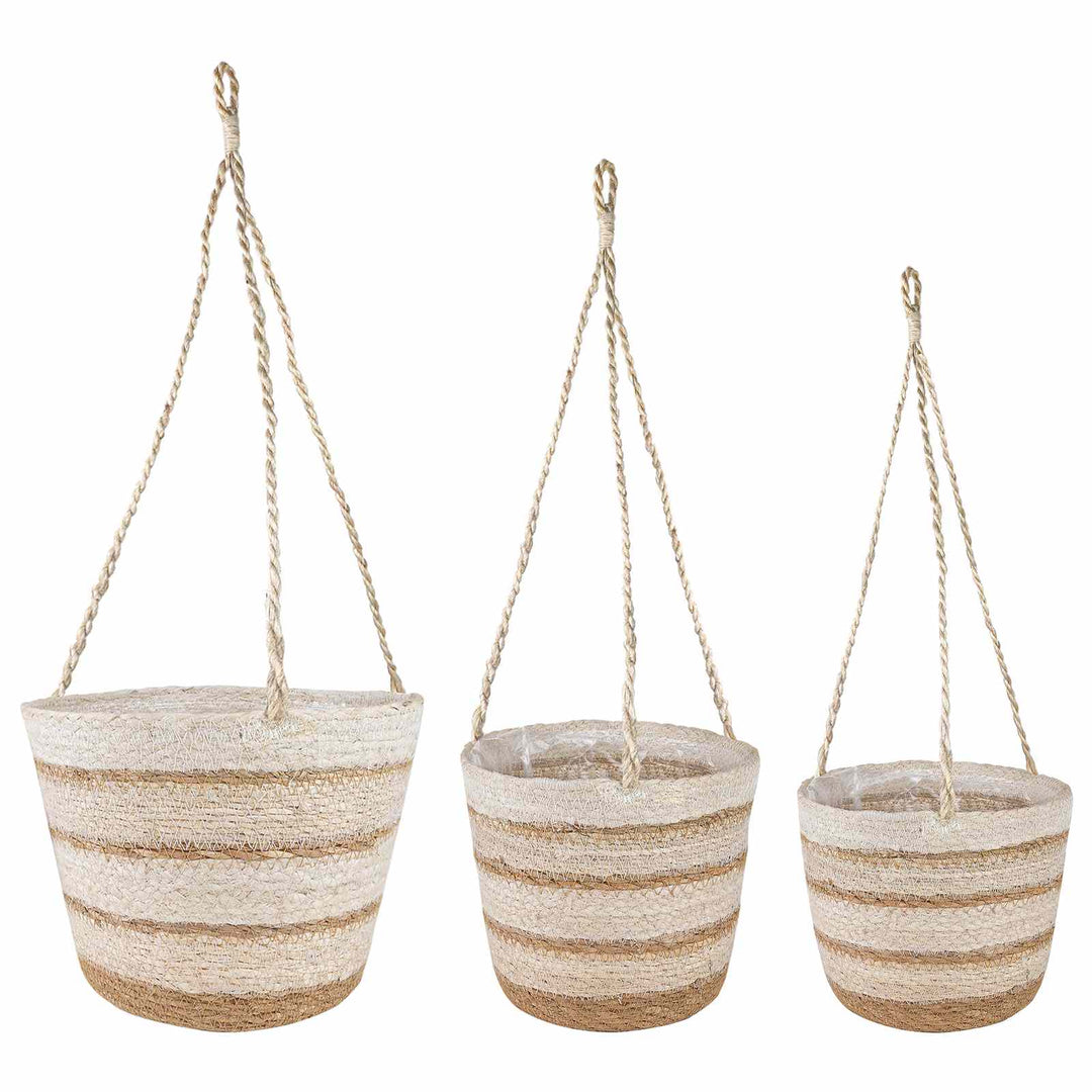 Søgræs Planterkurve 3 pcs Naturlig, hvid og beige Ø26 x 19 cm