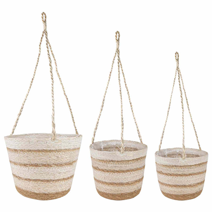 Søgræs Planterkurve 3 pcs Naturlig, hvid og beige Ø26 x 19 cm