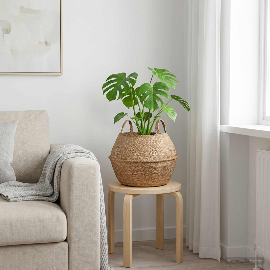 Plantekrukke med håndtag Naturfarvet Ø 45 x 36 cm 100% Søgræs