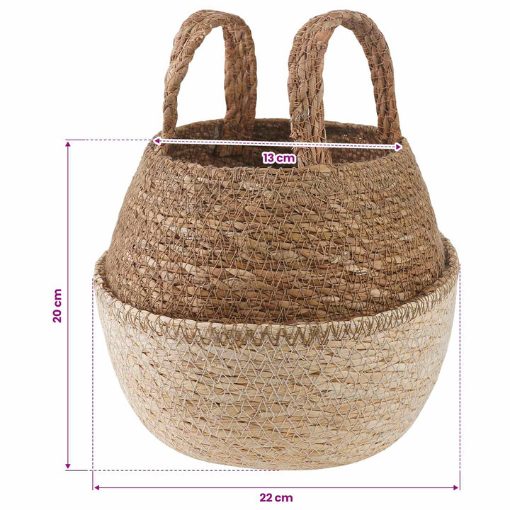 Plantekrukke med håndtag 2 pcs Hvid Ø 22 x 20 cm 100% Søgræs