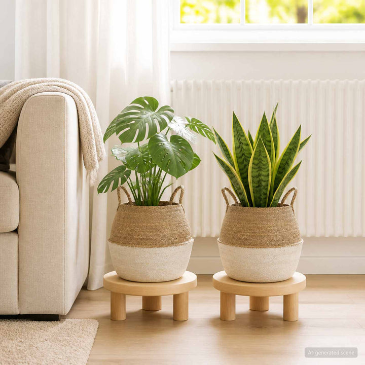 Plantekrukke med håndtag 2 stk. Hvid Ø 32 x 32 cm 100% Søgræs