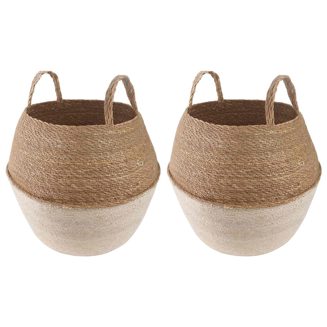 Plantekrukke med håndtag 2 stk. Hvid Ø 32 x 32 cm 100% Søgræs