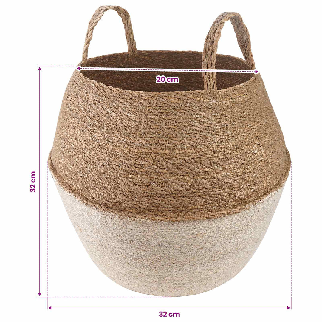 Plantekrukke med håndtag 2 stk. Hvid Ø 32 x 32 cm 100% Søgræs