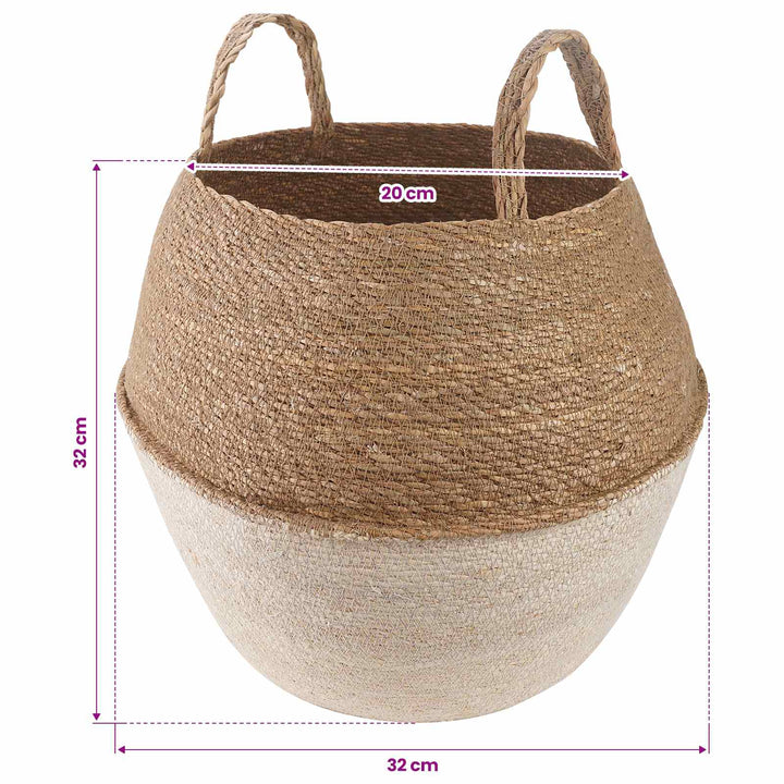 Plantekrukke med håndtag 2 stk. Hvid Ø 32 x 32 cm 100% Søgræs