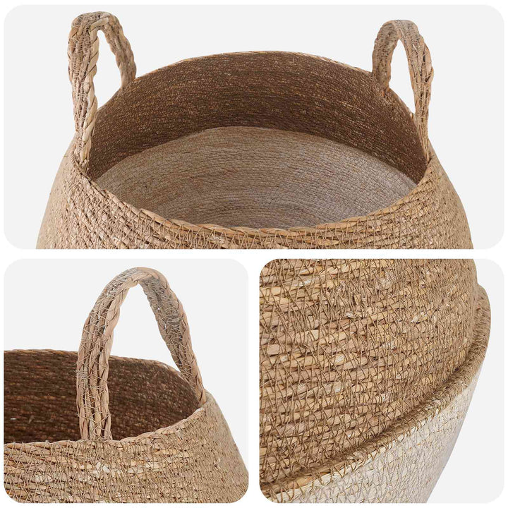 Plantekrukke med håndtag Hvid Ø 45 x 36 cm 100% Søgræs