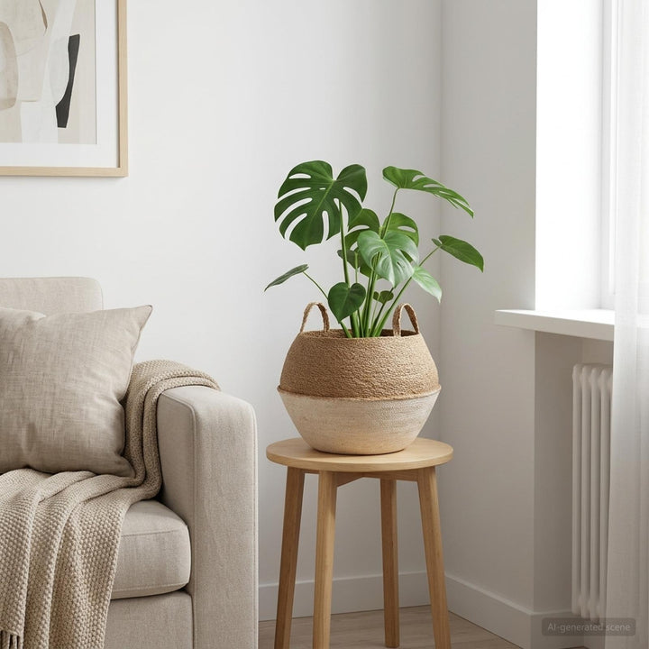 Plantekrukke med håndtag Hvid Ø 45 x 36 cm 100% Søgræs