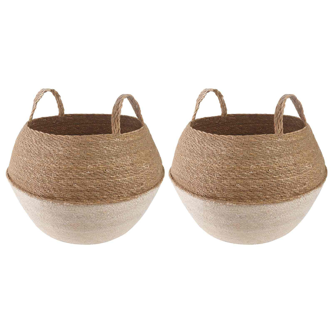 Plantekrukke med håndtag 2 stk. Hvid Ø 45 x 36 cm 100% Søgræs