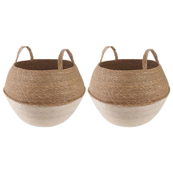 Plantekrukke med håndtag 2 stk. Hvid Ø 45 x 36 cm 100% Søgræs