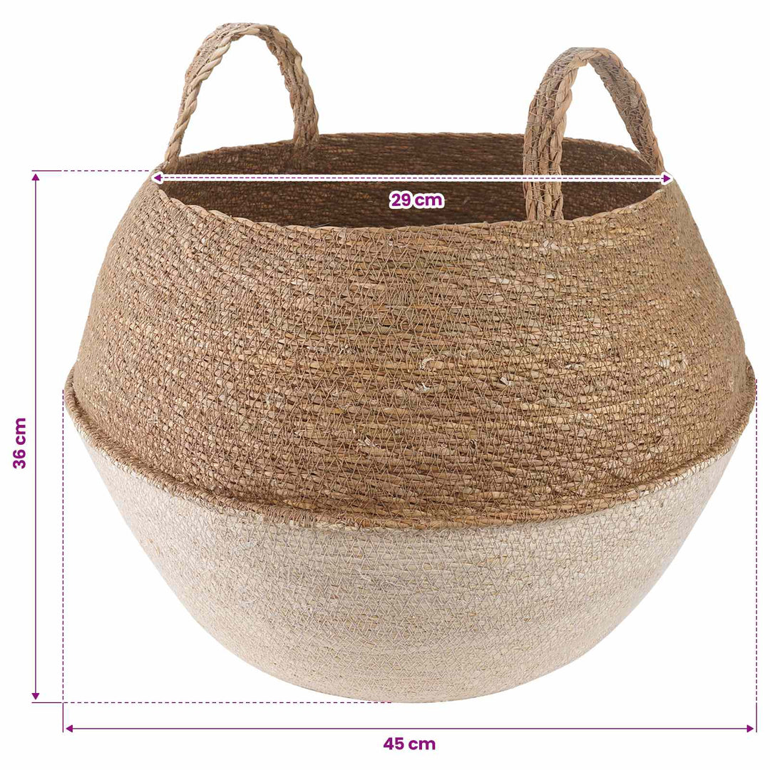 Plantekrukke med håndtag 2 stk. Hvid Ø 45 x 36 cm 100% Søgræs