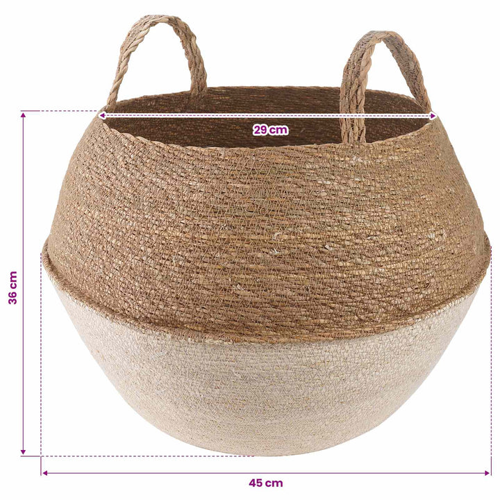 Plantekrukke med håndtag 2 stk. Hvid Ø 45 x 36 cm 100% Søgræs