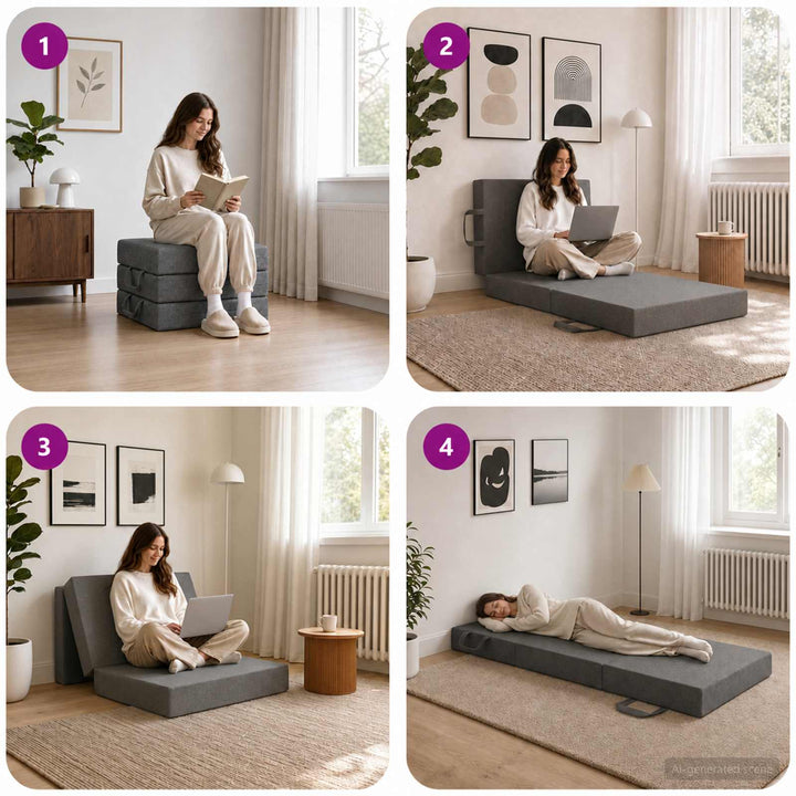Samlebar Sofa Seng 90 x 63 x 45 cm Lysegrå