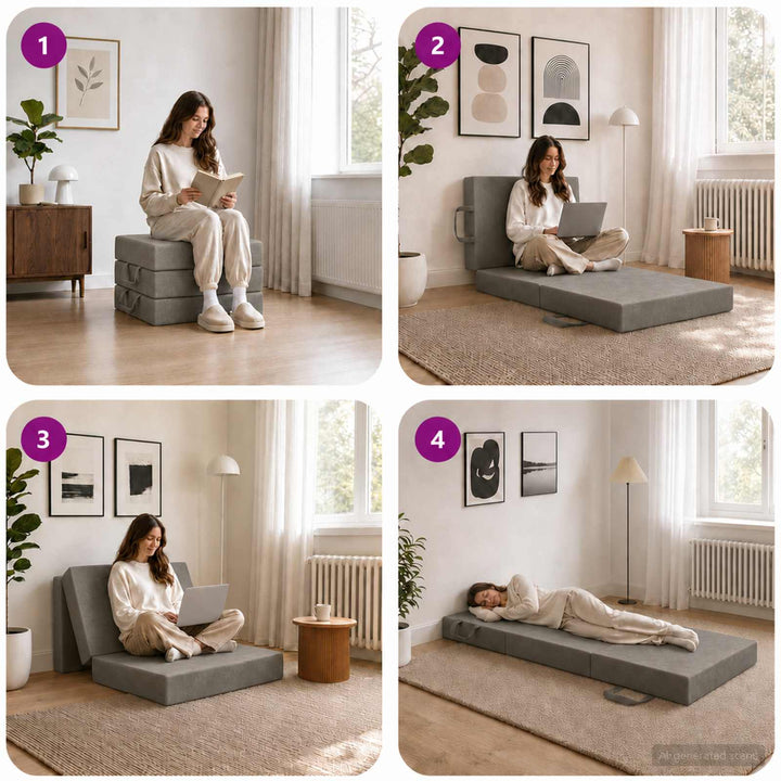 Samlebar Sofa Seng 90 x 63 x 45 cm Lysegrå