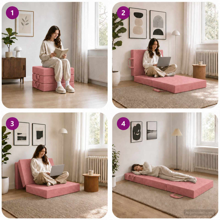Samlebar Sofa Seng 90 x 63 x 45 cm Lyserød