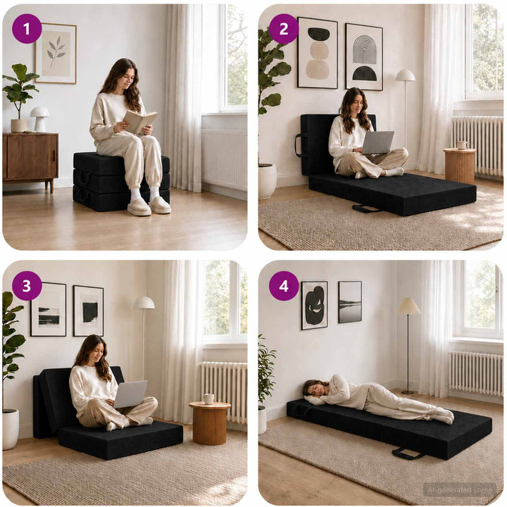Samlebar Sofa Seng 90 x 63 x 45 cm Sort