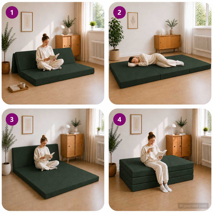 Samlebar Sofa Seng 120 x 67 x 45 cm Mørkegrøn