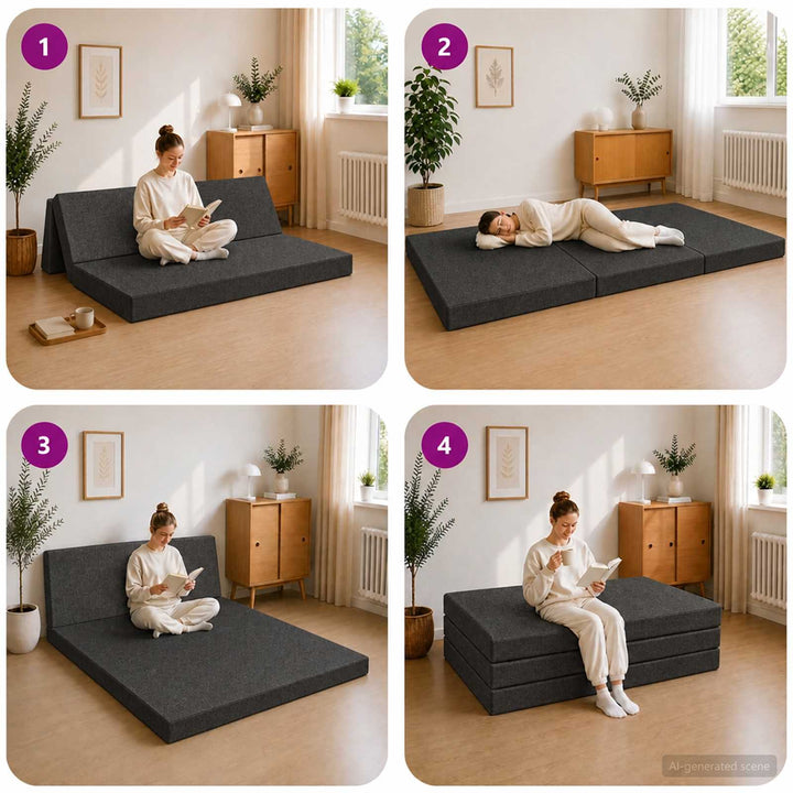 Samlebar Sofa Seng 160 x 67 x 45 cm Mørkegrå