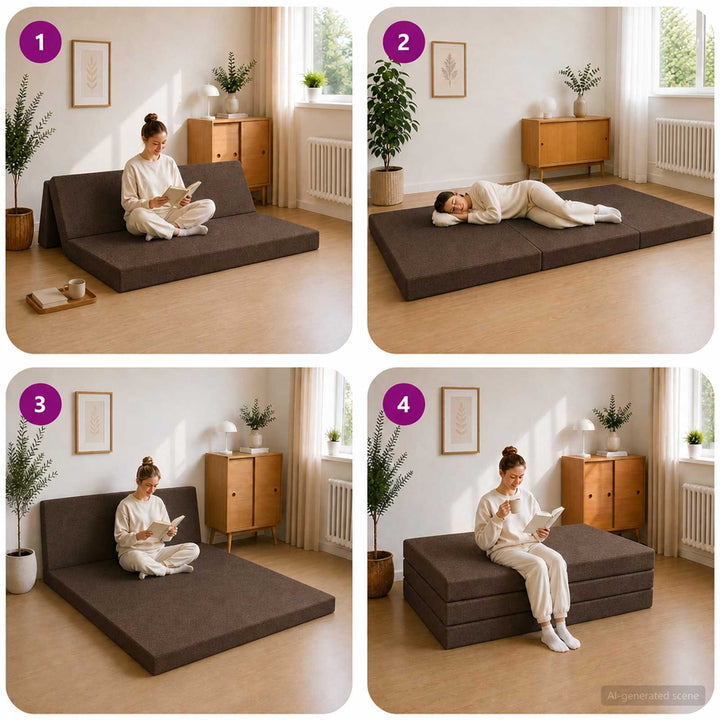 Samlebar Sofa Seng 160 x 67 x 45 cm Gråbrun