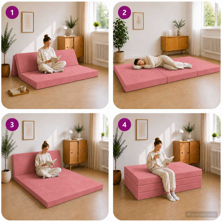 Samlebar Sofa Seng 160 x 67 x 45 cm Lyserød