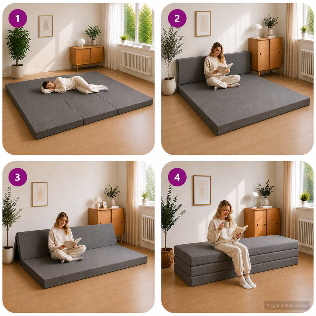 Samlebar Sofa Seng 180 x 67 x 45 cm Lysegrå