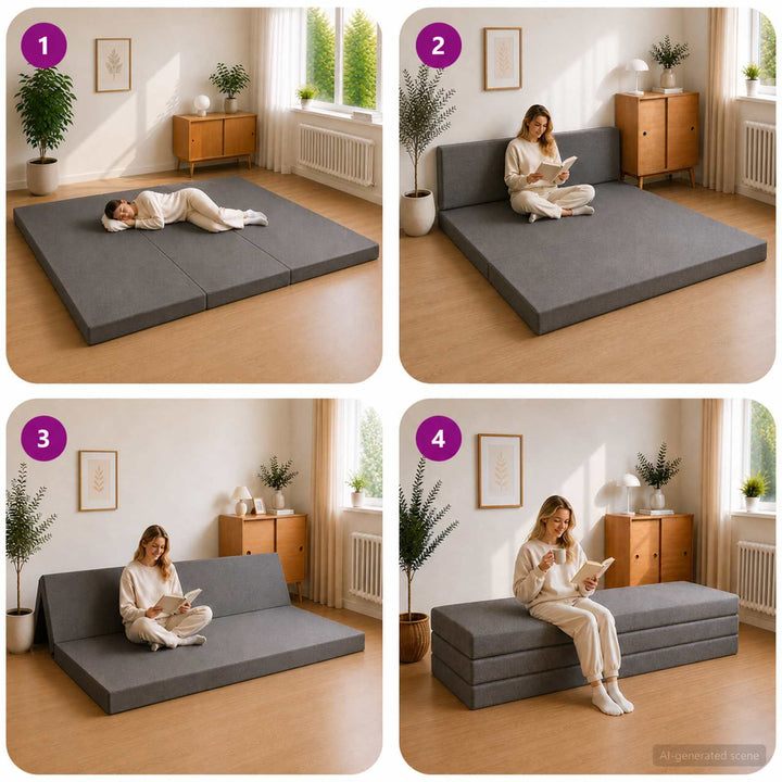 Samlebar Sofa Seng 180 x 67 x 45 cm Lysegrå