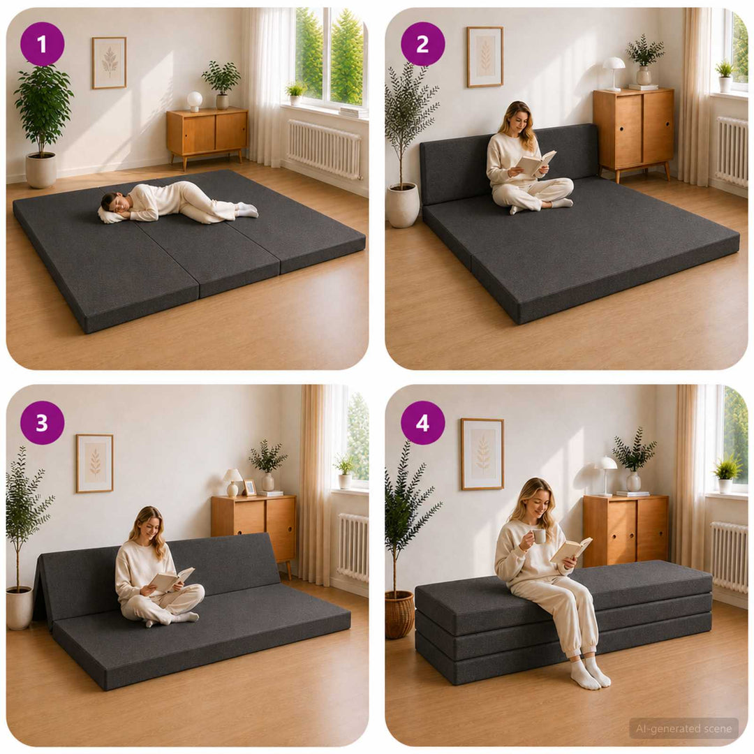 Samlebar Sofa Seng 180 x 67 x 45 cm Mørkegrå