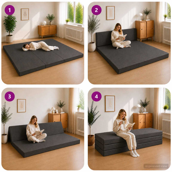 Samlebar Sofa Seng 180 x 67 x 45 cm Mørkegrå