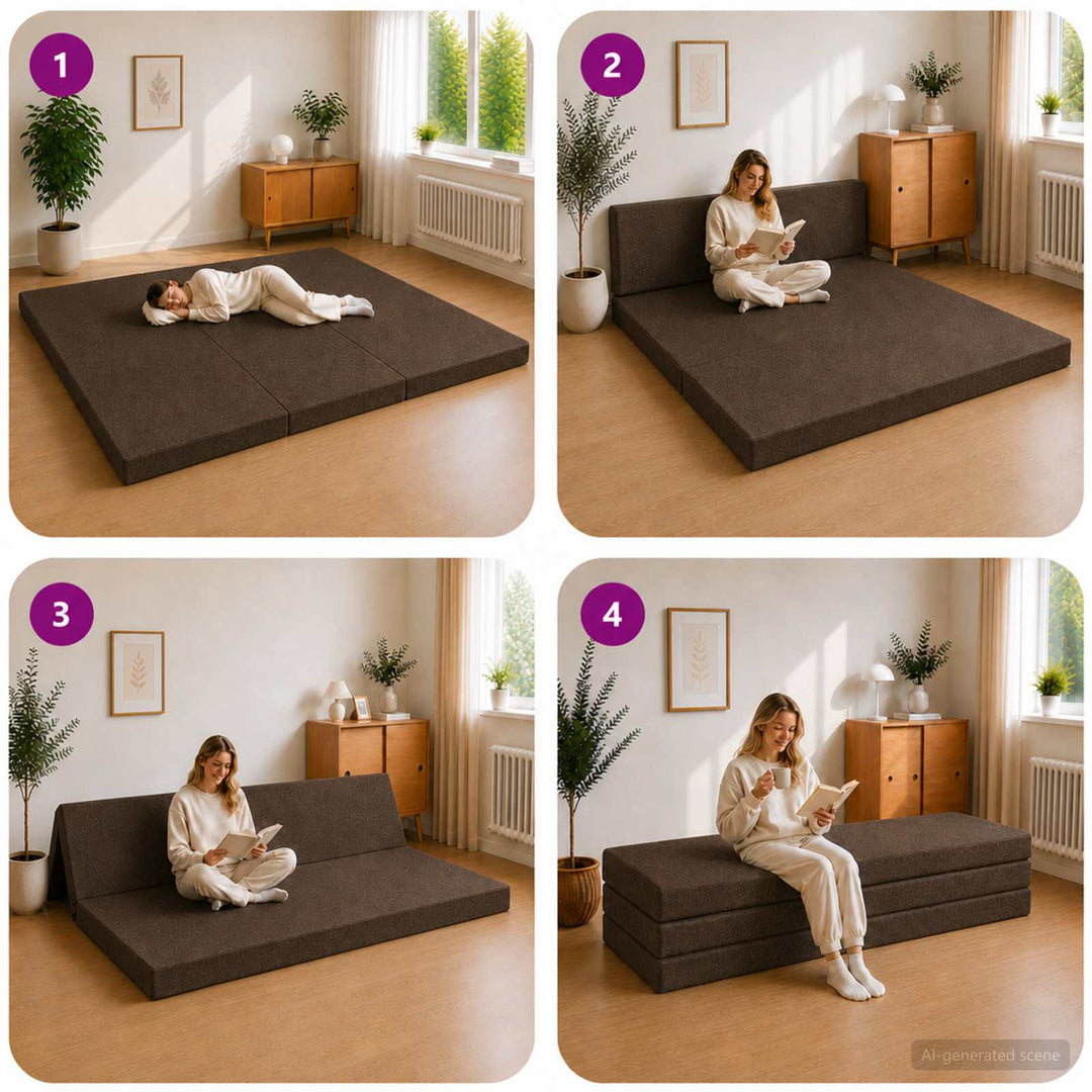 Samlebar Sofa Seng 180 x 67 x 45 cm Gråbrun