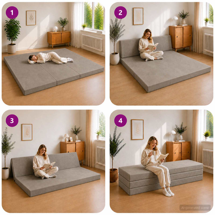 Samlebar Sofa Seng 180 x 67 x 45 cm Lysegrå