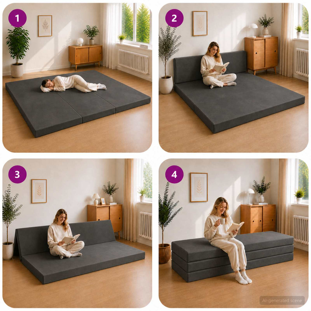 Samlebar Sofa Seng 180 x 67 x 45 cm Mørkegrå