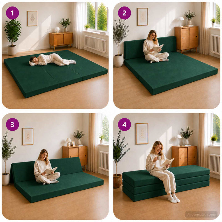 Samlebar Sofa Seng 180 x 67 x 45 cm Mørkegrøn