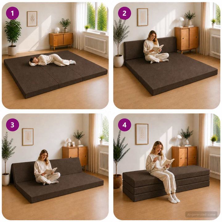 Samlebar Sofa Seng 200 x 67 x 45 cm Gråbrun