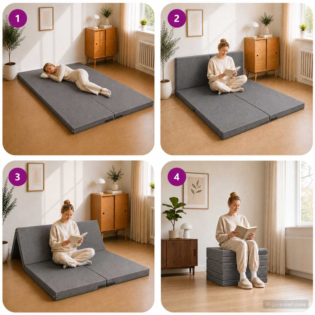 Samlebar Sofa Seng 140 x 67 x 15 cm Lysegrå