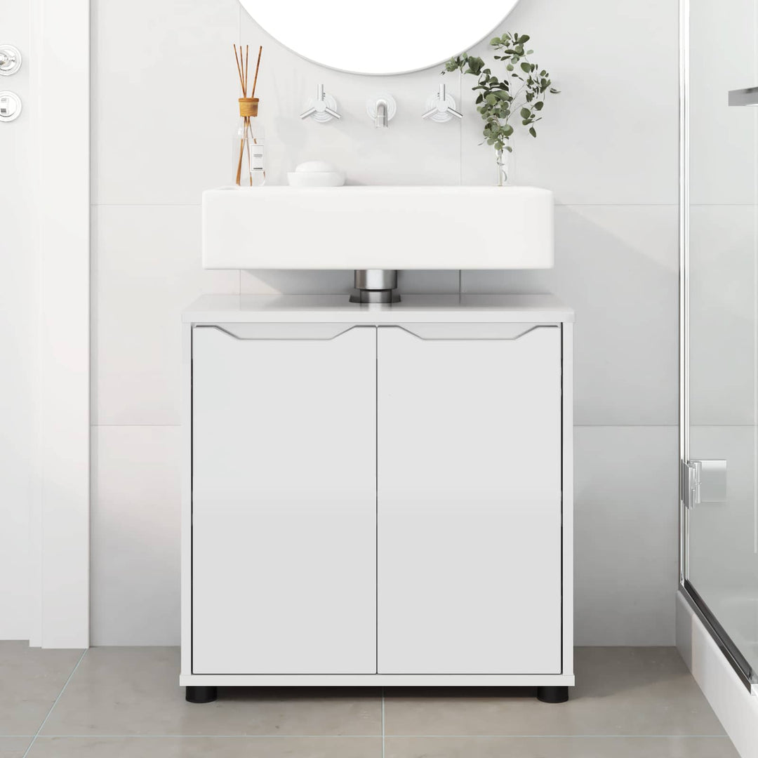 Badeværelse vaskeskab med hylde Høj gloss hvid 60 x 30 x 60 cm