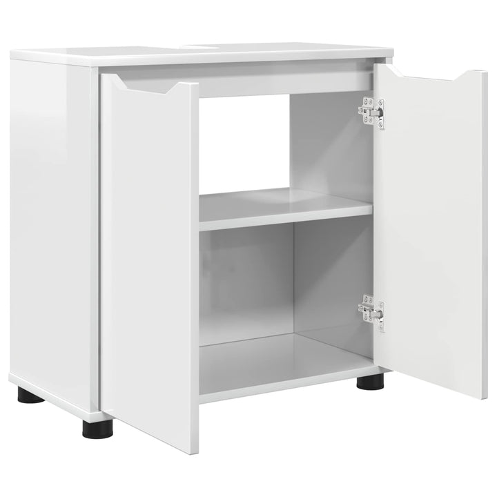 Badeværelse vaskeskab med hylde Høj gloss hvid 60 x 30 x 60 cm