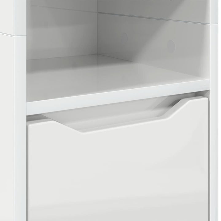 Badeværelsesskab med hylde Høj gloss hvid 30,5 x 30 x 195 cm