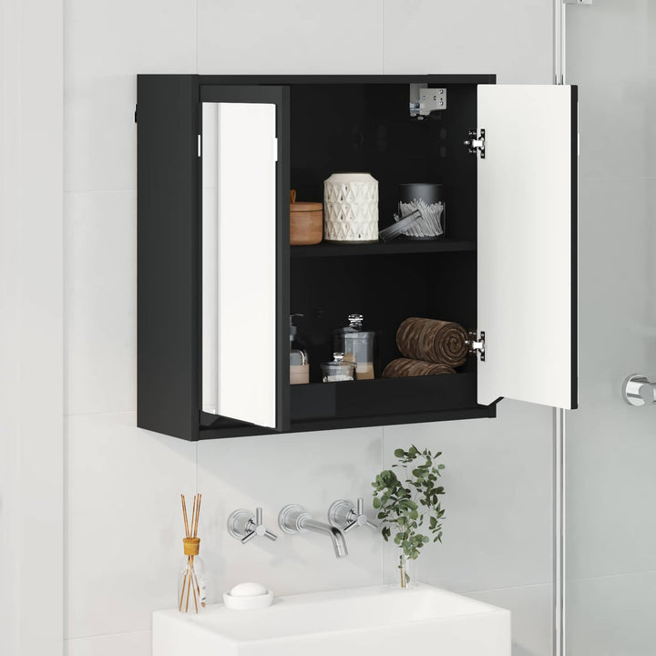 Badeværelsesspejlskab Sort 60 x 20 x 60 cm Konstrueret træ
