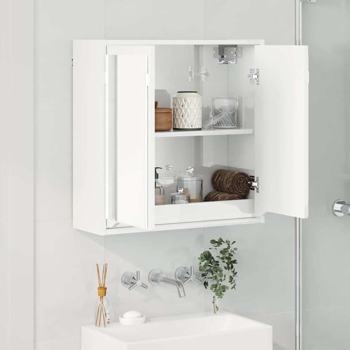 Badeværelsesspejlskab med hylde Høj gloss hvid 60 x 20 x 60 cm