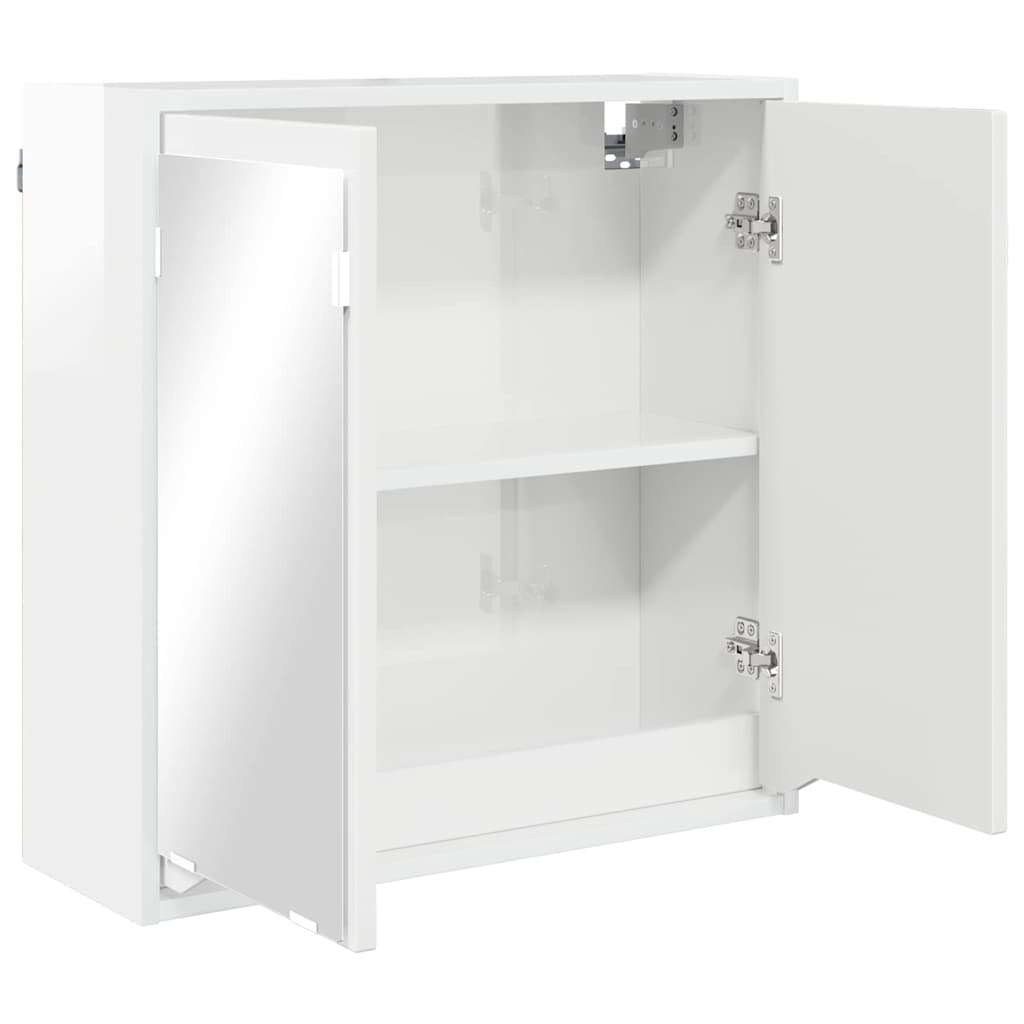 Badeværelsesspejlskab med hylde Høj gloss hvid 60 x 20 x 60 cm