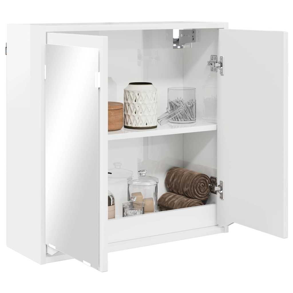 Badeværelsesspejlskab med hylde Høj gloss hvid 60 x 20 x 60 cm