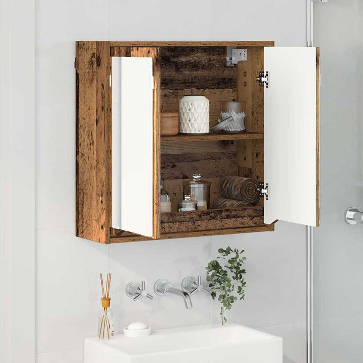 Badeværelsesspejlskab med hylde Gammelt træ 60 x 20 x 60 cm