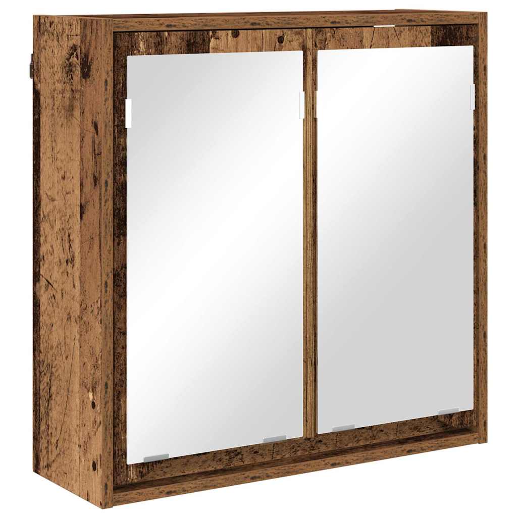 Badeværelsesspejlskab med hylde Gammelt træ 60 x 20 x 60 cm