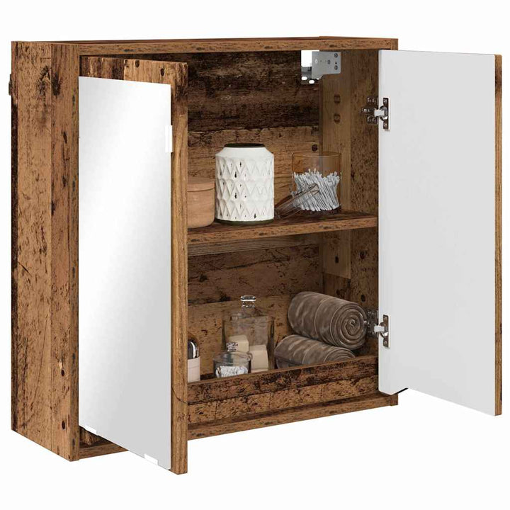 Badeværelsesspejlskab med hylde Gammelt træ 60 x 20 x 60 cm