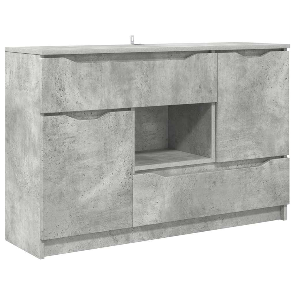 Sideboard med skuffe Beton Grå 100 x 30 x 65,6 Konstrueret træ
